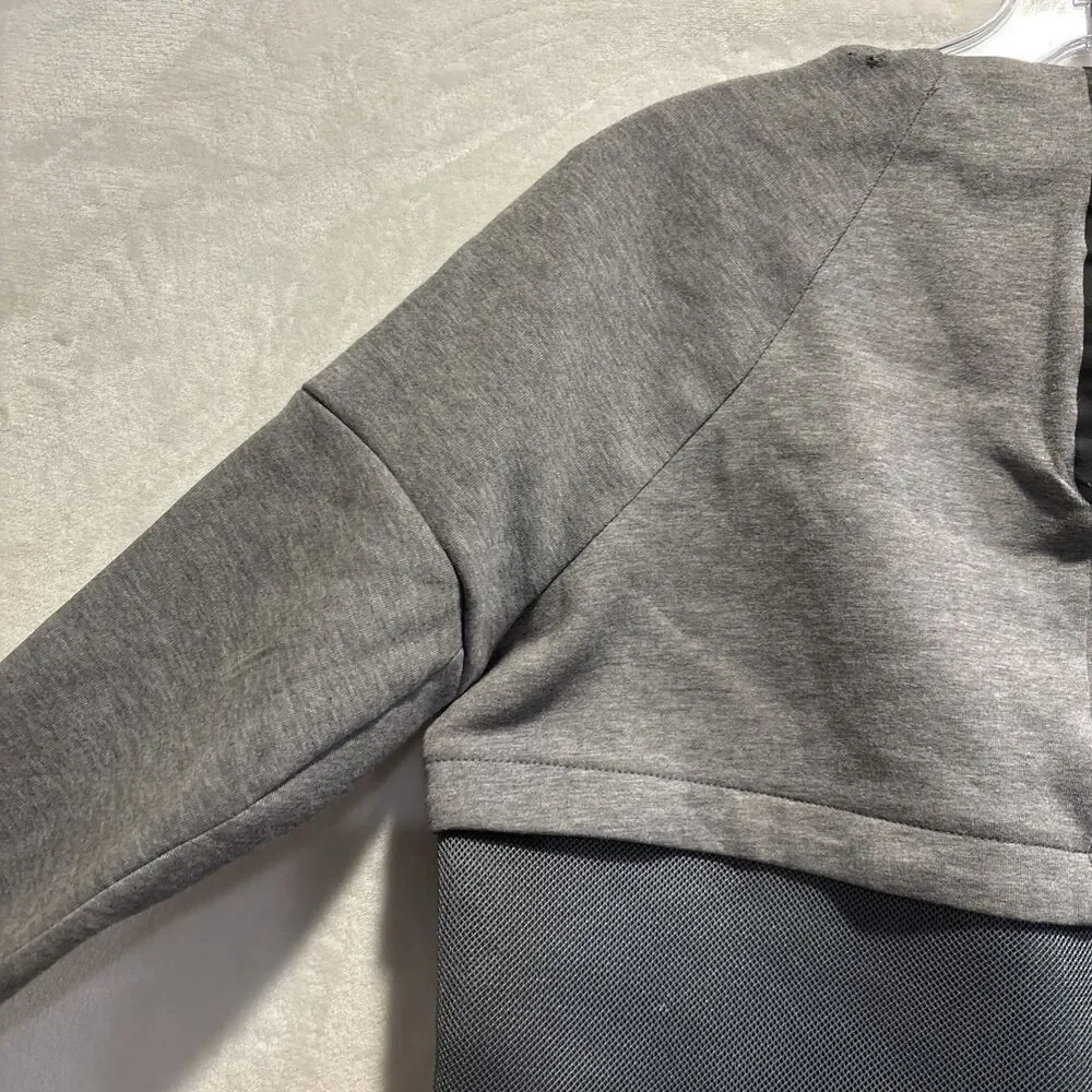 Nike Sportswear Tech Fleece Mesh Crew Zipper Thumbholes Gray Women's Size Small